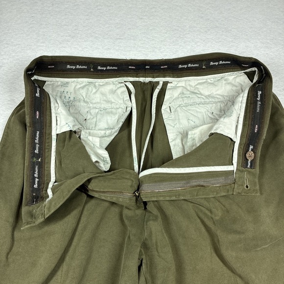 Tommy Bahama Men's Silk Pleated Dress Pants 36x27 Khaki Green Relaxed Fit - Picture 5 of 14